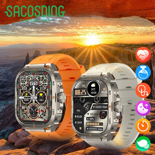 2024 Fashion 2.01" Outdoor Sports Fitness Men Heart Rate Health Smart Watches Compass Bluetooth Call Music Waterproof Smartwatch