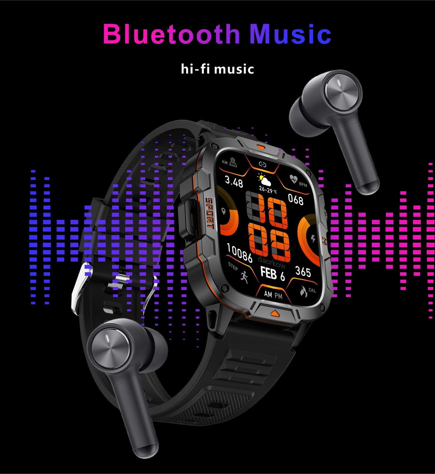 2024 Outdoor Smart Watch Men 2.01" Screen 3ATM Waterproof Watches Bluetooth Call Ai Voice Sport Smartwatch for Android IOS Phone