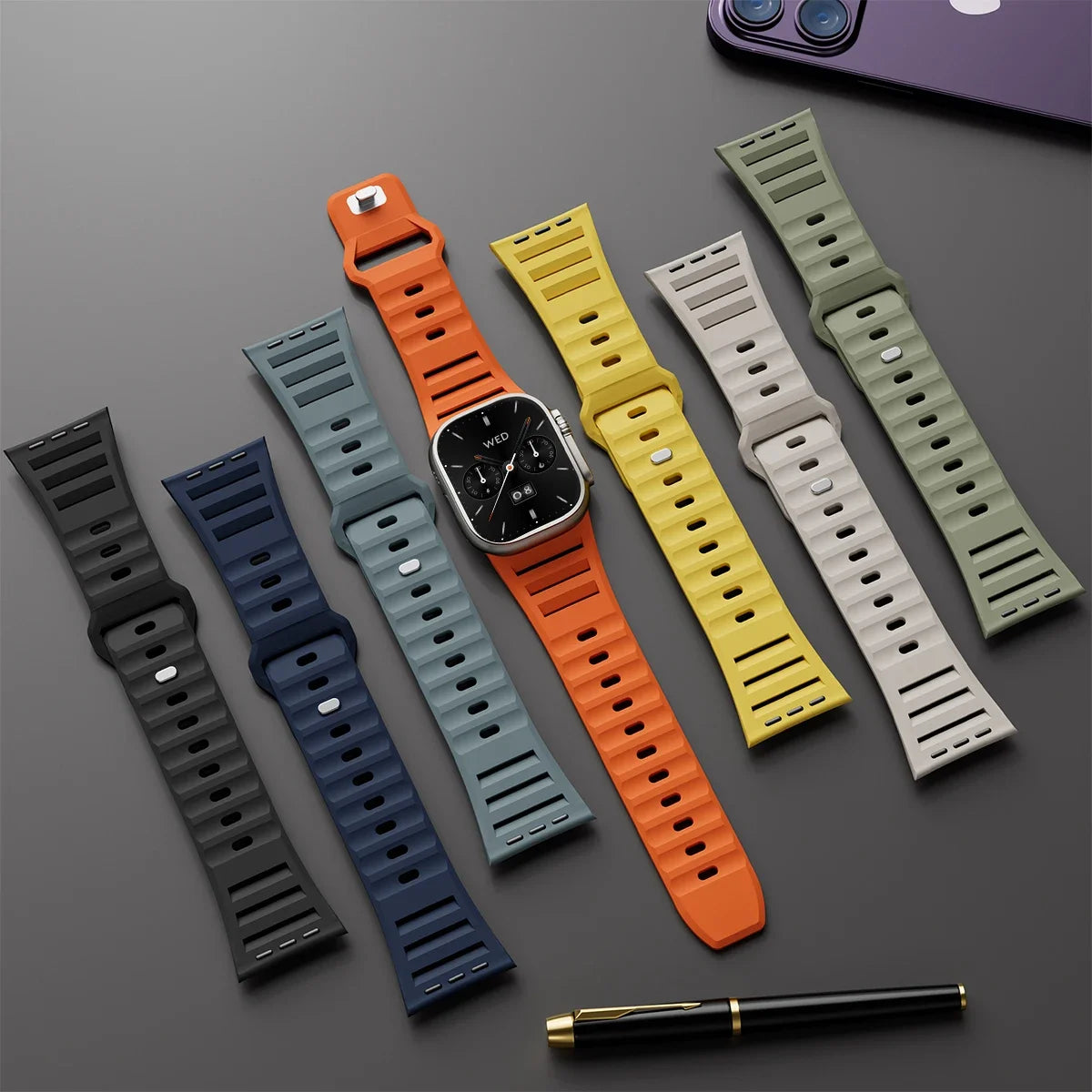 Sport Silicone Strap for Apple watch Ultra 2 band 49mm smartwatch correa bracelet iwatch Series 9 8 7 6 SE bands 45mm 44mm 42mm