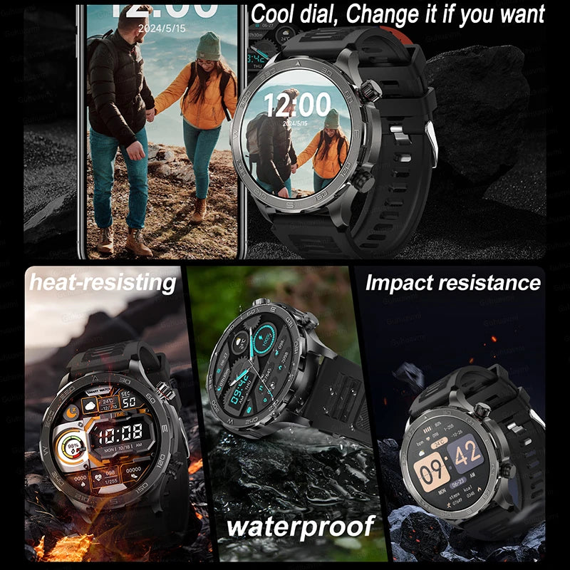 2024 New Rugged Outdoor GPS Smart Watch Men AMOLED Full Touch Screen Heart Rate Bluetooth Call Waterproof SmartWatch For Huawei