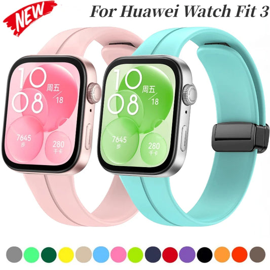 Silicone Strap For Huawei Watch Fit 3 Band Magnetic Loop Replacement Smartwatch Bracelet For Huawei Watch Fit 3 Accessories Belt