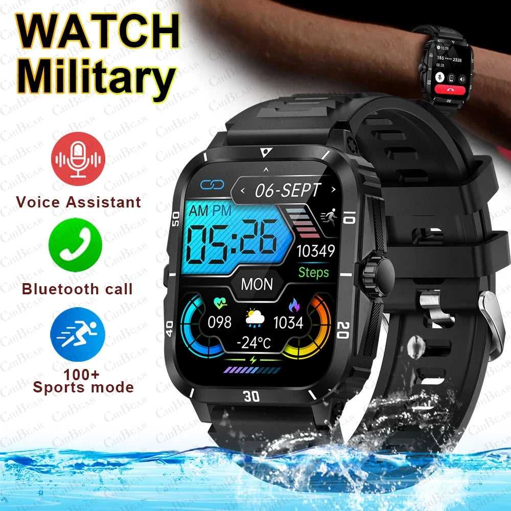 GPS Outdoor Sports Smartwatch Men 430mAh Large Battery Health Monitoring 3ATM Waterproof Bluetooth Call Smart Watch Men 2024 New