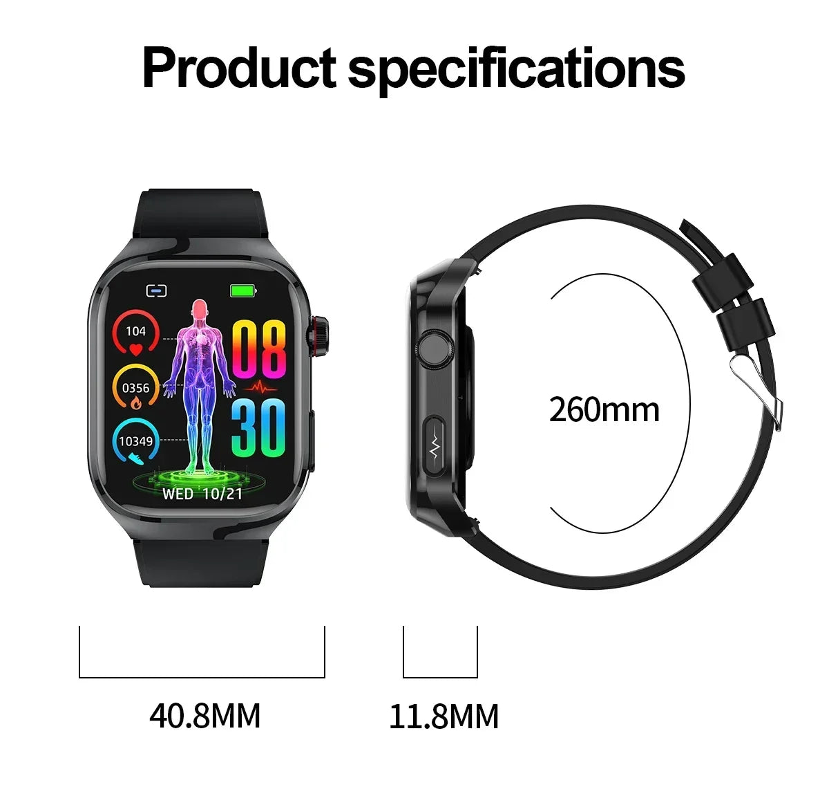 2024 New Medical Grade Health Smart Watch for Women Men Blood Sugar Fat Uric Acid Monitoring HD AMOLED Bluetooth Call smartwatch