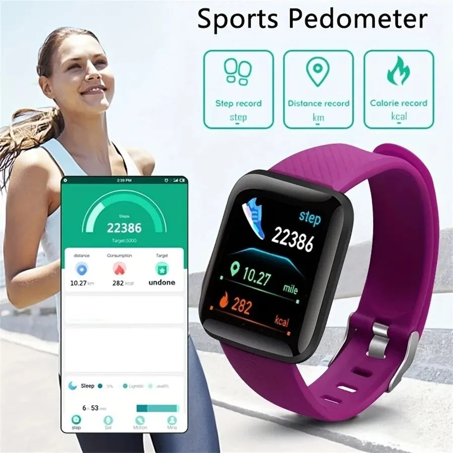 2024 116plus Men Blood Pressure Waterproof Smartwatch Women Heart Rate Monitor Fitness Tracke Sport Watch