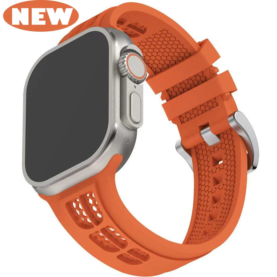 Sport Strap For Apple Watch Band Ultra 2 49mm 45mm 44mm 42mm 41mm 40mm Silicone Bracelet Correa for iWatch Series 9 8 7 6 4 SE