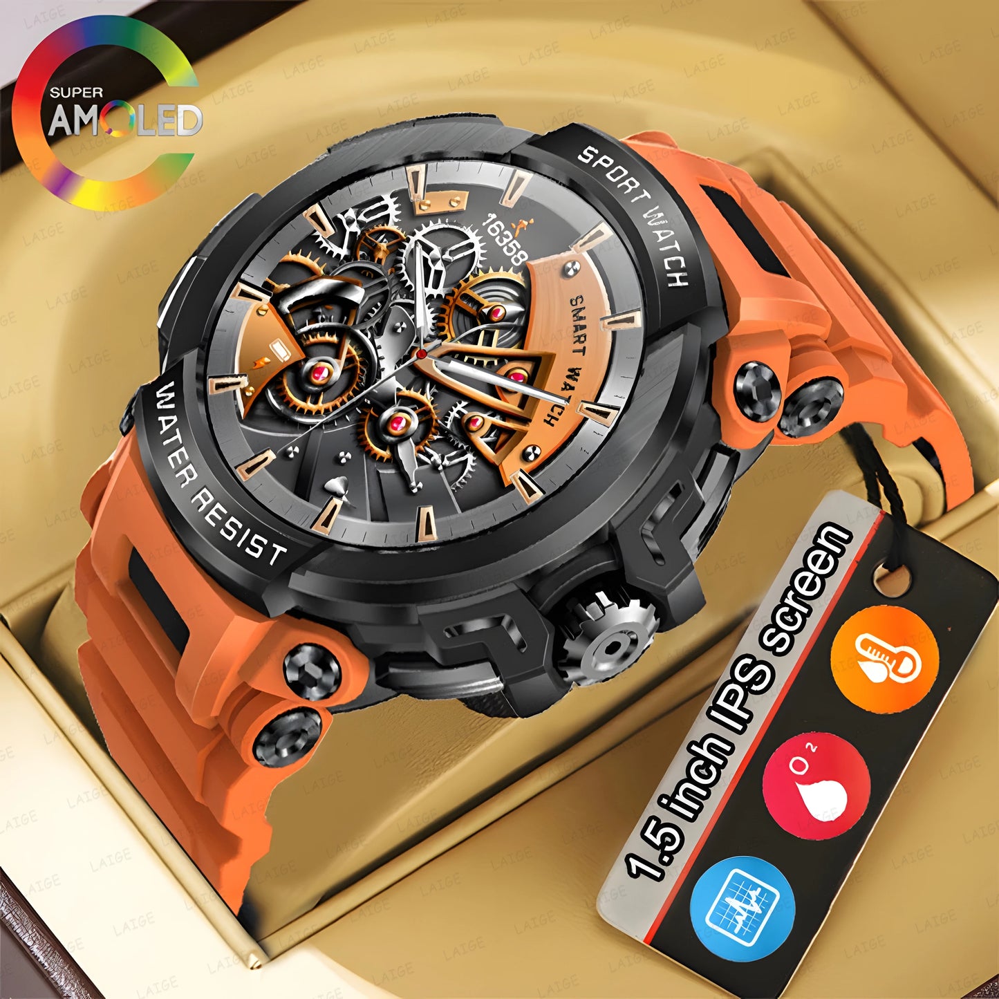 2024 New Outdoor Military Men Smart Watch AMOLED HD Screen Three-proof Durable Sports Tracker Original Bluetooth Call Smartwatch