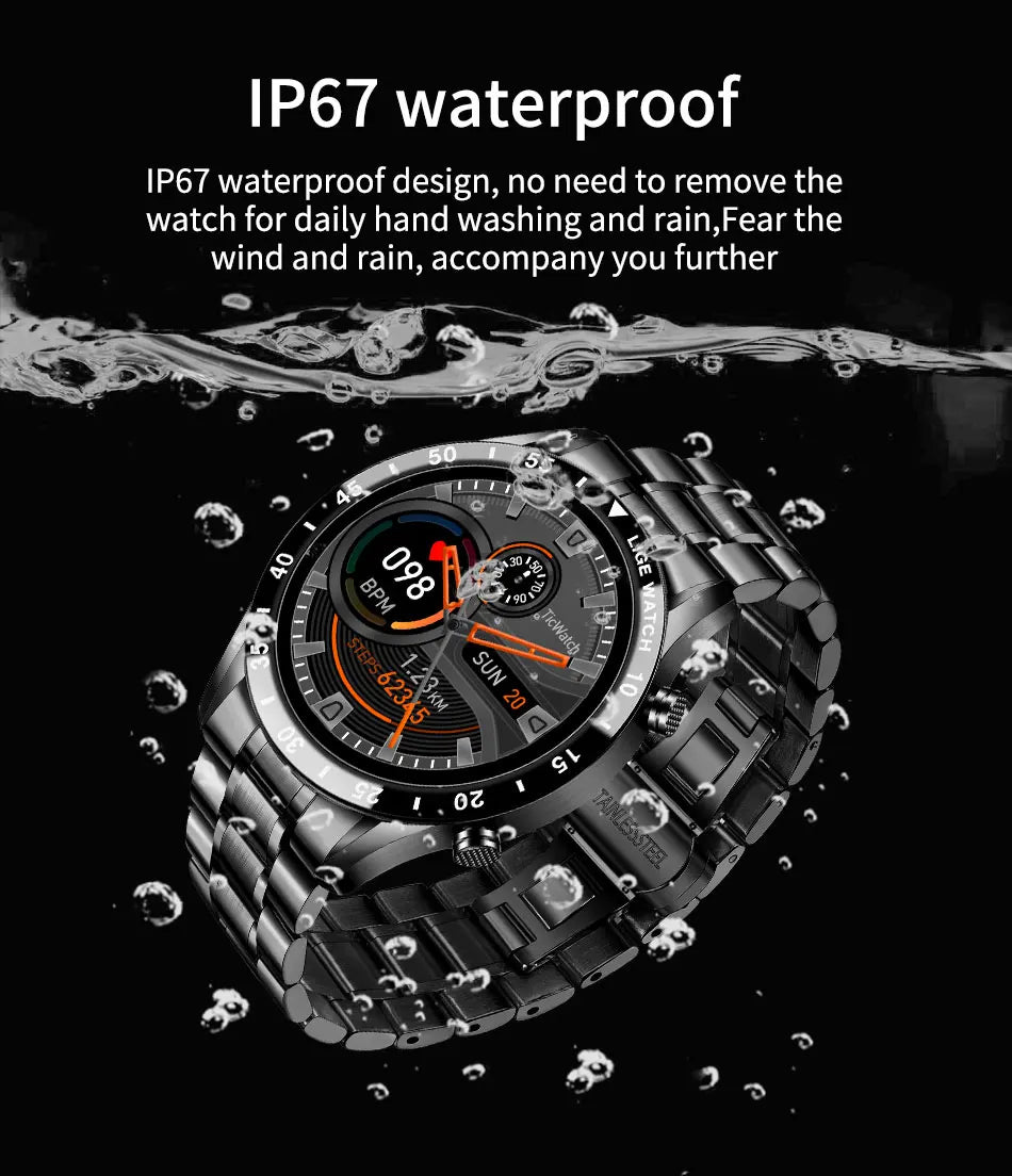 LIGE 2024 Smart Watch Men Full Circle Touch Screen Bluetooth Call Men Smartwatch Waterproof Sport Activity Fitness Watch+Box