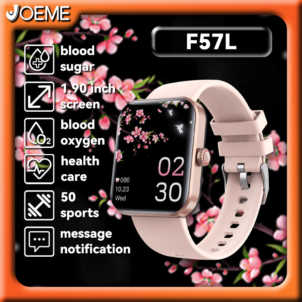 JOEME 2024 New Version F57L Sport Smart Watches Men Women Blood Sugar Glucose Health Care Monitoring Smartwatch For IOS Android