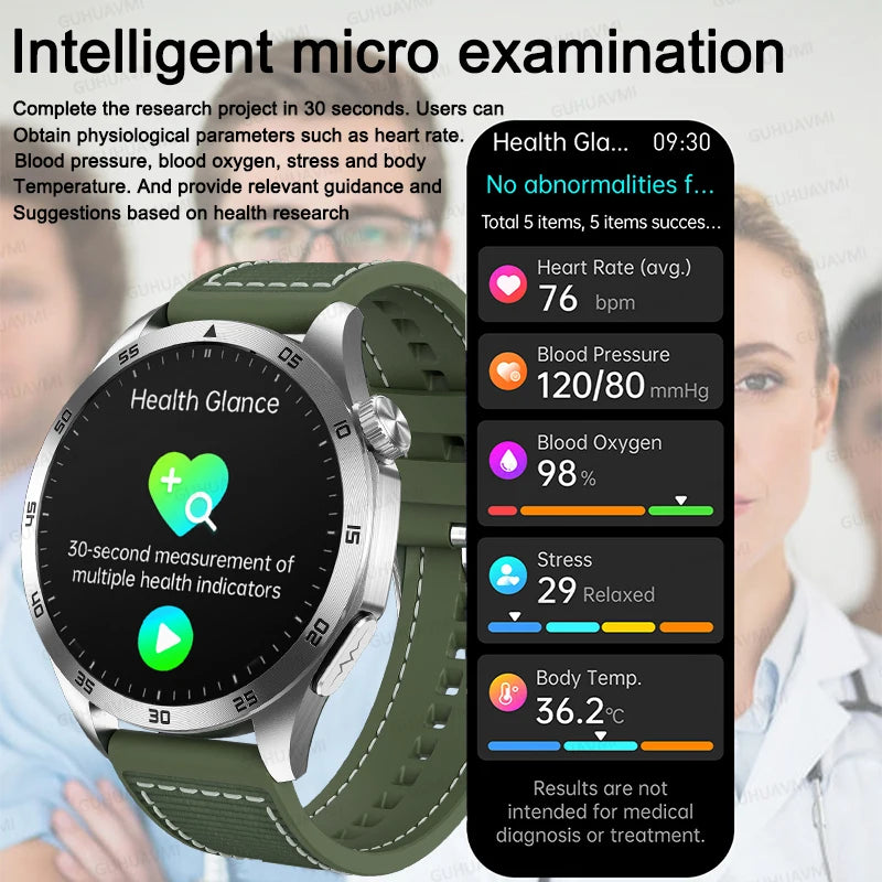 2024 New Blood Lipids Uric Acid Blood Glucose Smart Watch Men ECG+PPG Fitness Tracker Clock Heart Rate Bluetooth call Smartwatch