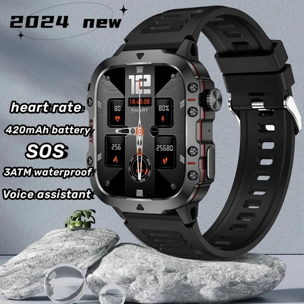 Smart Watch Men For Android IOS 3ATM Waterproof Outdoor Sport Fitness Tracker Heart Rate Monitor Bluetooth Call Smartwatch 2024