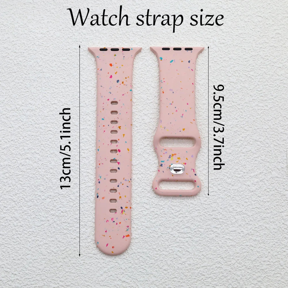 Sport Silicone Strap for Apple Watch Band 40 41mm 42 44mm 45mm 49mm Colored Particles Bracelet iWatch Series 9 8 7 SE 6 Ultra 2