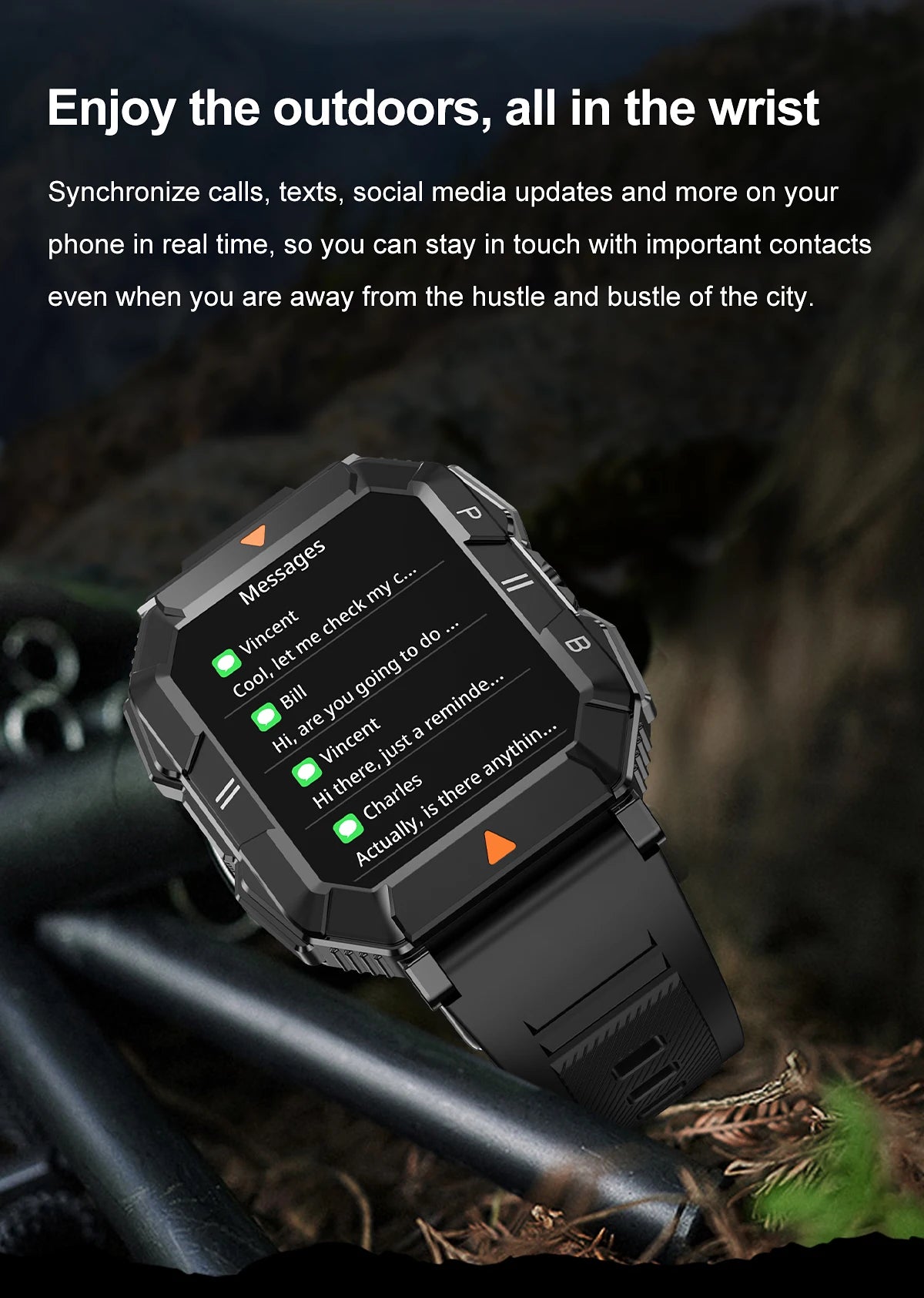 LIGE Smart Watch Men LED Light For Android IOS GPS Hiking Bluetooth Call IP67 Waterproof Military Health Monitor Smartwatch 2024