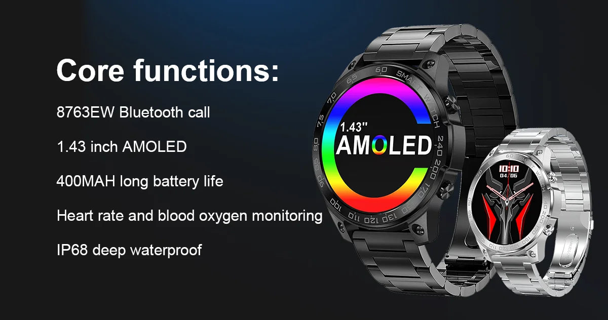 2024 AMOLED Smart Watch Men Always-on Display Hi-Fi Voice Call Sport Watches IP68 Waterproof Smartwatch For Huawei Xiaomi iPhone