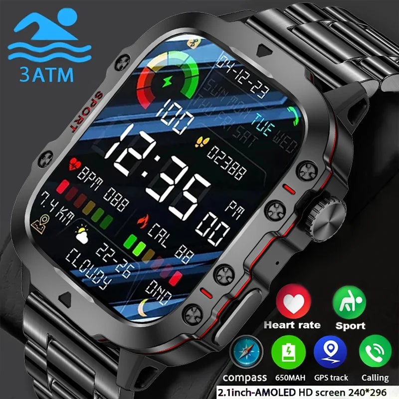 2024 Outdoor Smart Watch Men 2.01" Screen 3AT Waterproof Watches Bluetooth Call Ai Voice Sport Smartwatch For Android Xiaomi IOS