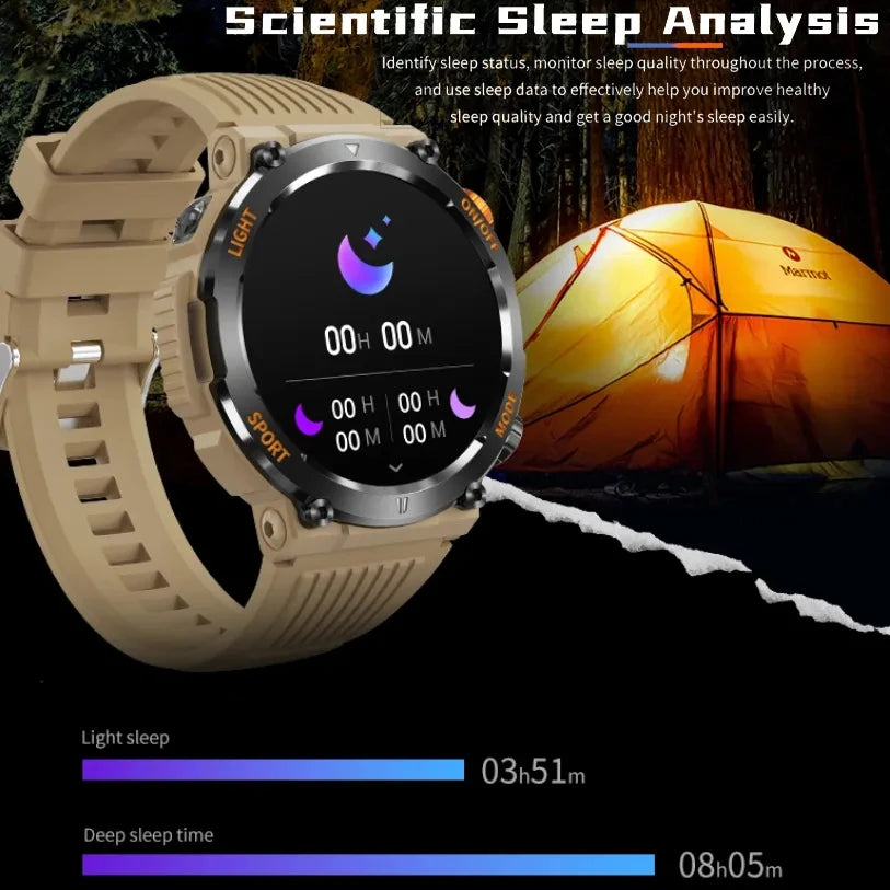 2024 New Men's Smartwatch Compass Outdoor Sports Emergency Light IP67 Waterproof Bluetooth Call Full Touch Screen Smartwatch Men