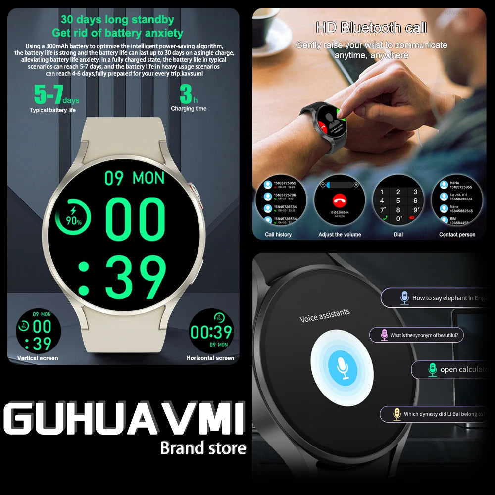 2024 New Watch 6 AMOLED Smart Watch Men Blood Sugar Bluetooth Call GPS Sport Tracker IP68 Waterproof Women Smartwatch Clock