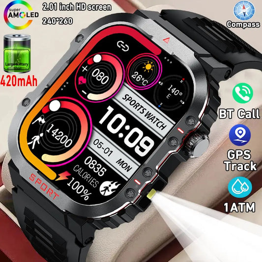 2024 New Fashion Smart Watch Bluetooth Call Compass GPS Track 2.01 Inch HD Large Screen 420mAh Large Batte Men SmartWatch Women