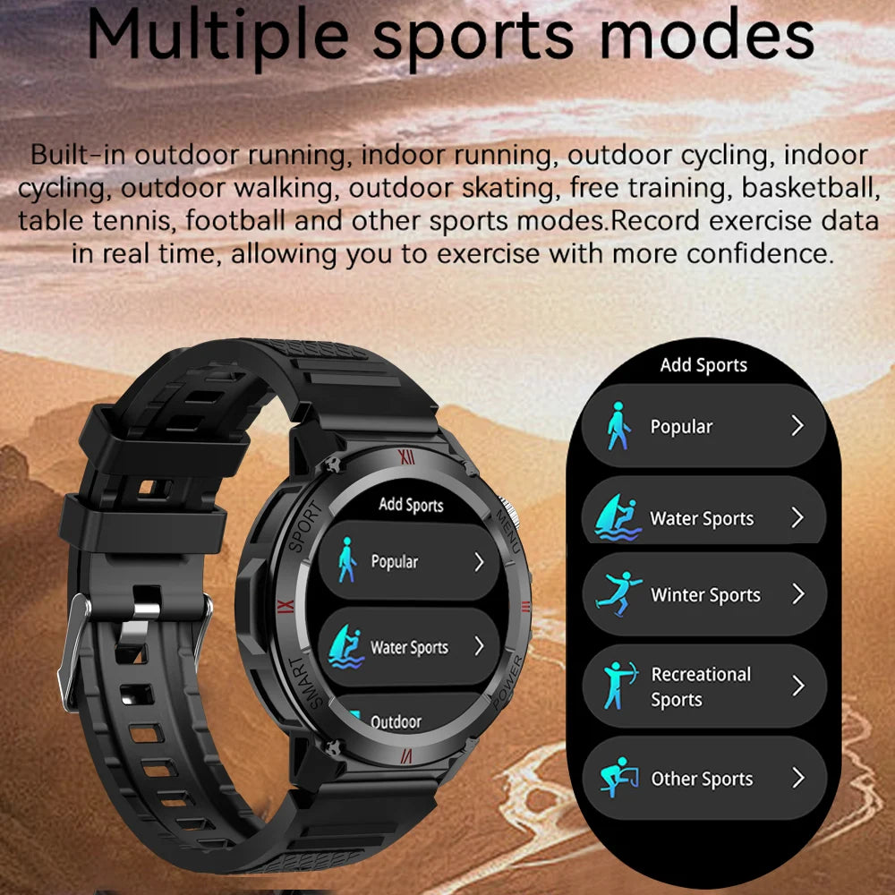 2024 New LED Flashlight Smart Watch Men 1.46 inch AI Voice GPS Motion Track IP68 Waterproof Full Touch Screen Calling SmartWatch