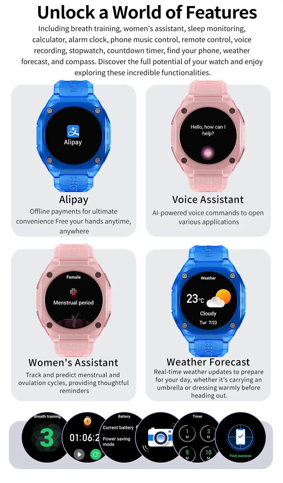 2024 Voice Calling Smartwatch Men Health Monitoring 5ATM Waterproof Smart Notifications Voice Assistant Sports Smart Watch Women