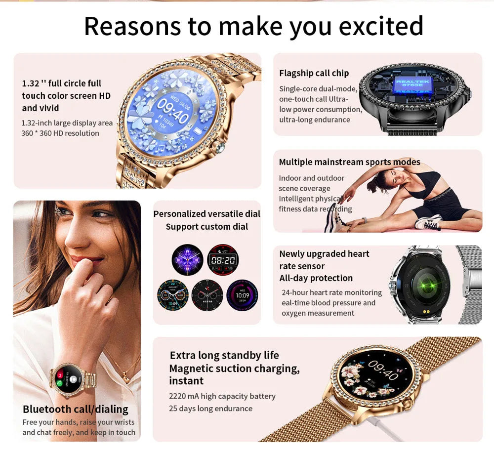 2024 New Blue Tooth Call Woman Smart Watch Man Sports Fitness Bracelet Waterproof Body Temperature Smartwatch For Android IOS