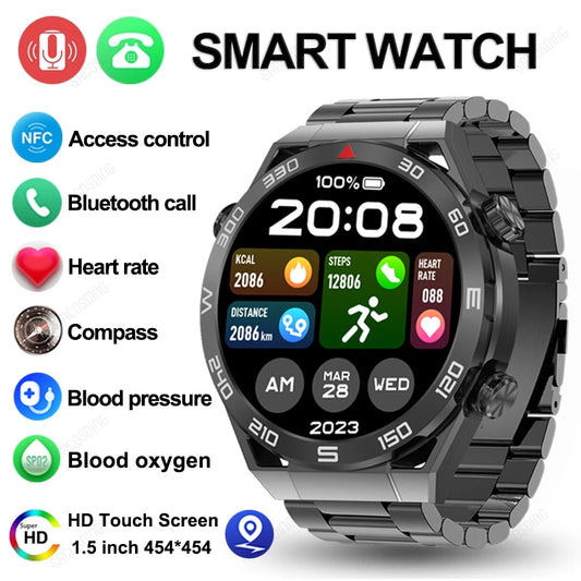 For IOS Android NFC Smart Watch Men GPS Tracker AMOLED 454*454 HD Screen Heart Rate ECG+PPG Bluetooth Call Smartwatches 2024 New