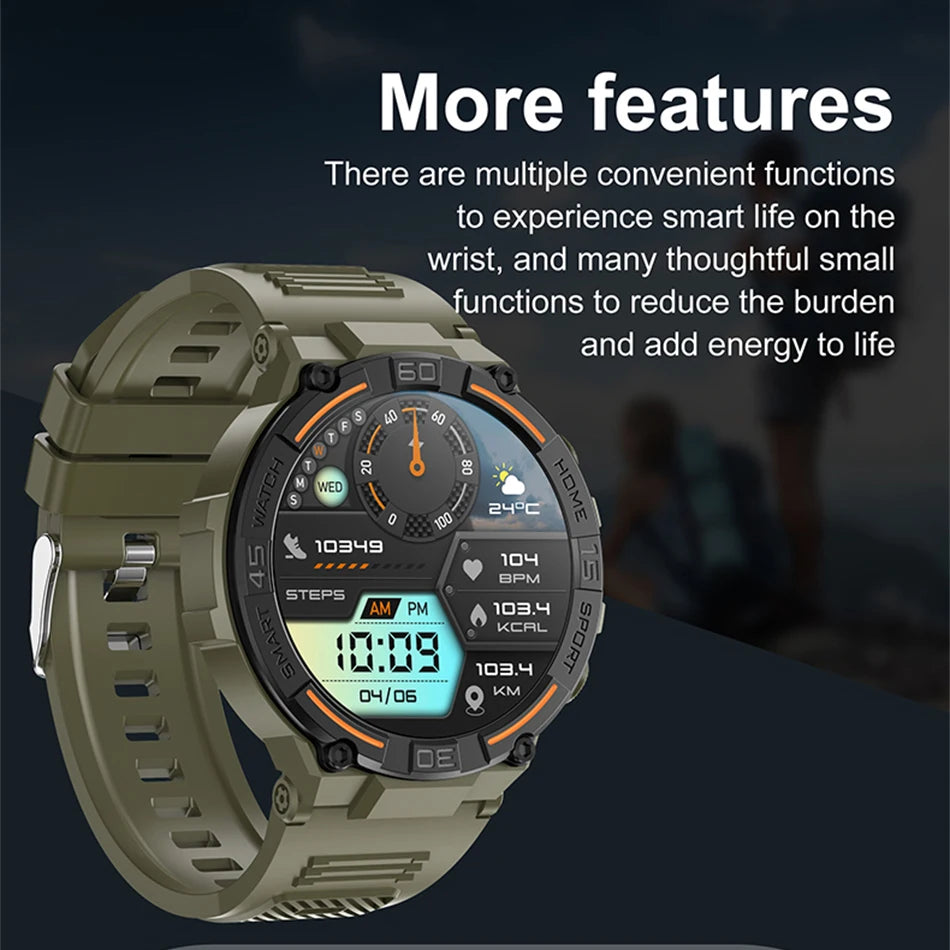 ChiBear 2024 New Smart Watch Men Outdoor Sports LED Lighting 360*360 HD Screen Heart Rate Waterproof Bluetooth Call SmartWatch