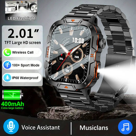 New Smart Watch Men Military Quality Outdoor Waterproof Anti Falling Anti Pressure Sport Fitness Bluetooth Call Smartwatch 2024