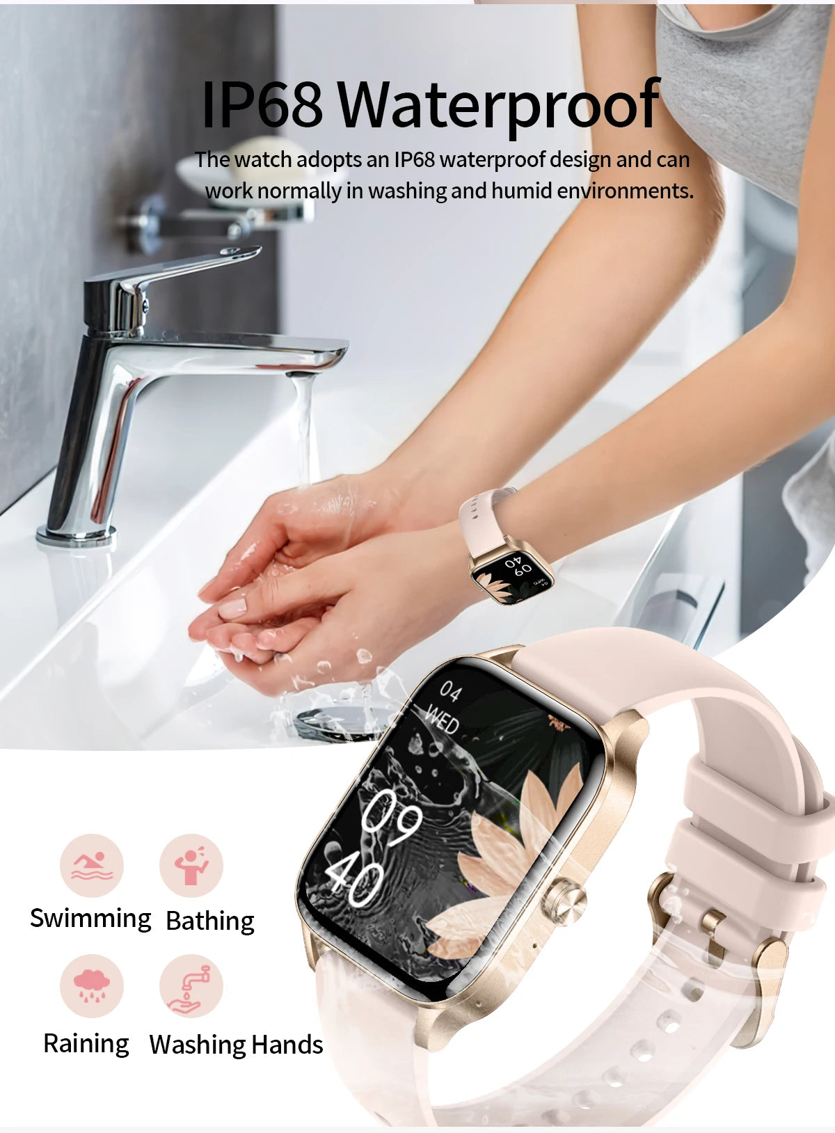 LIGE Fashion Smart Watch Women 1.85” HD Screen Custom Watch Face Women’s Health Monitor Watch Bluetooth Call Sports Smartwatches