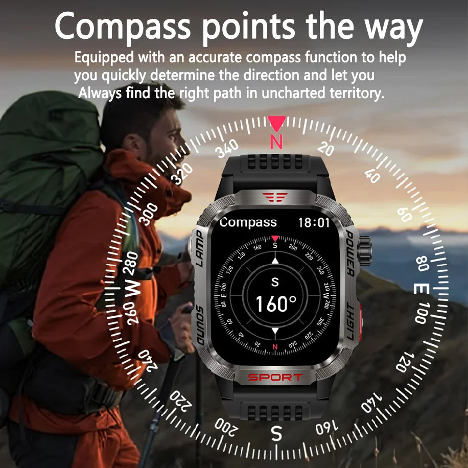 For Huawei Xiaomi New GPS Sports Smart Watch Men 2.01 inch Outdoor Compass Fitness 600 mAh Battery Voice Calling Smartwatch 2024