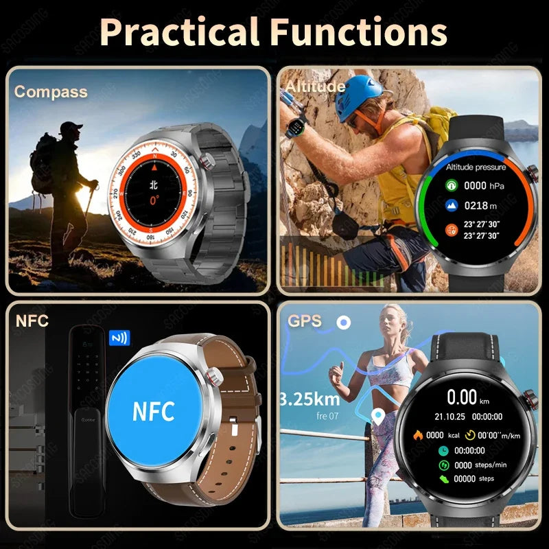 2024 New  Fashion Sport  Smart Watch Men NFC GPS Tracker AMOLED 360*360 HD Screen Heart Rate Bluetooth Call Smartwatch Men