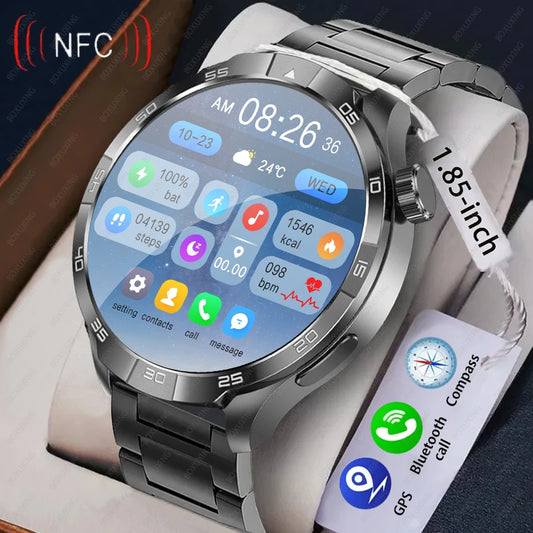 For HUAWEI Watch 4 PLUS GPS Sports Smart Watch Men 1.85"HD Screen NFC Compass Heart rate Waterproof BT Call SmartWatch 2024 New