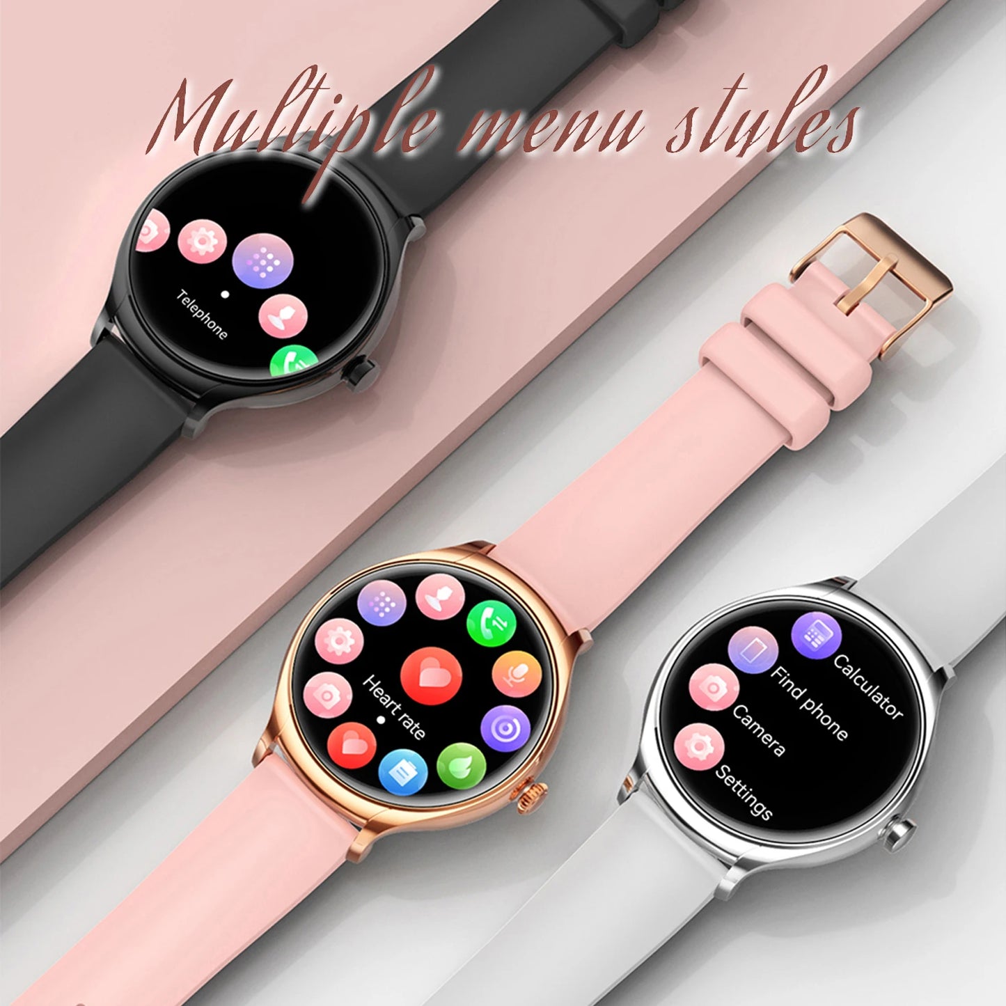 2024 Fashion Smart watches for Women Amoled screen Heart Rate IP68 Waterproof Android Round Shape  Digital BT call smart Watch