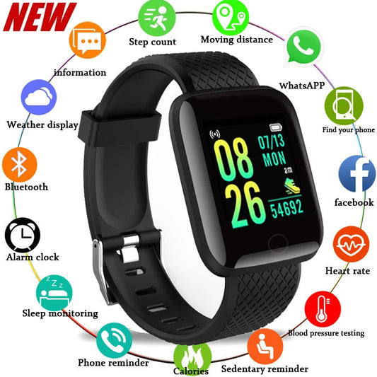 116plus Smart Watch Men Blood Pressure Waterproof Smartband Women Heart Rate Monitor Fitness Tracker Watch Sport For Android Ios