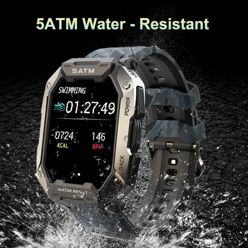 5ATM Waterproof Full Touch Smartwatch Blood Pressure Oxygen Fitness Watch 5 Atm Waterproof Smart Watch Men Military 2024 New