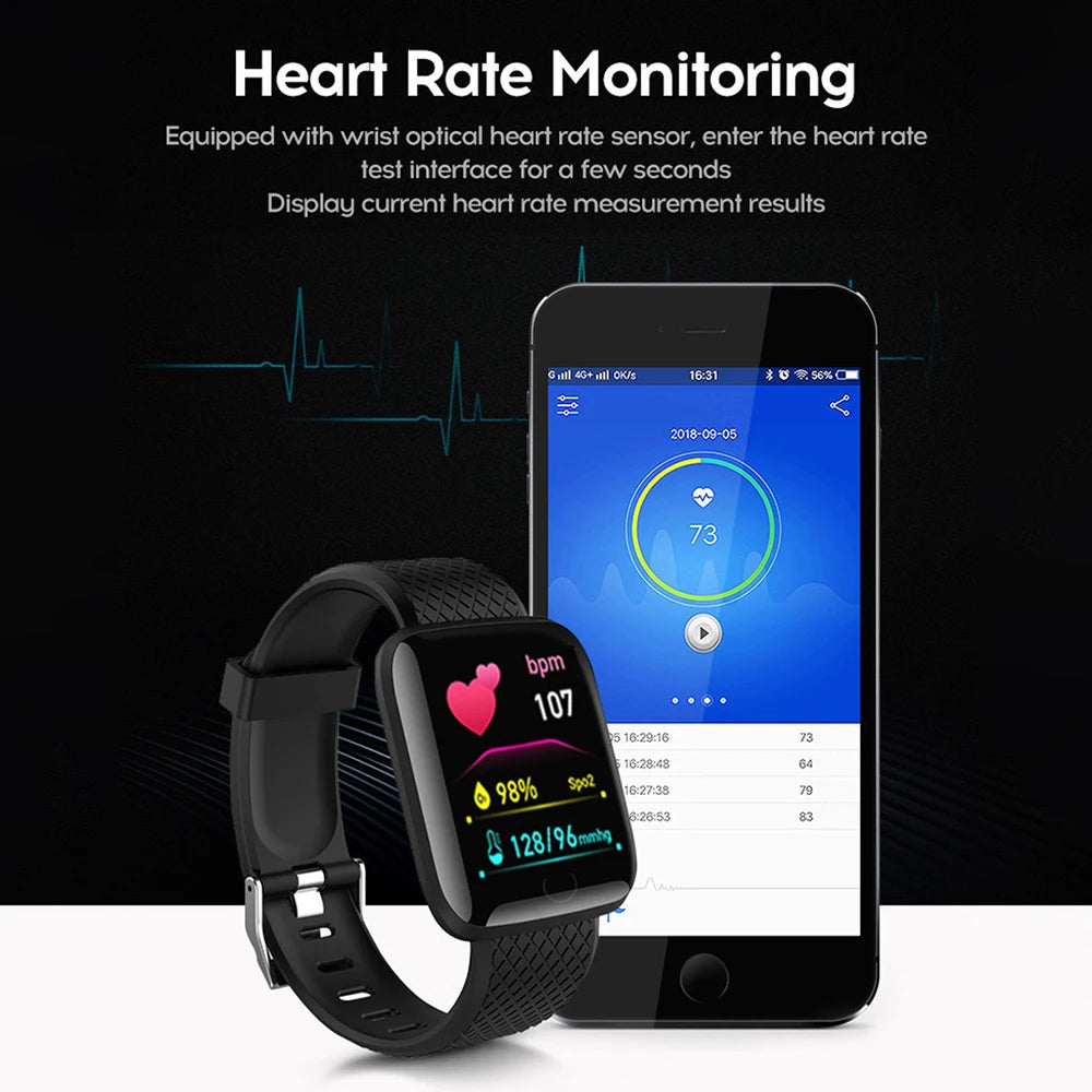 116plus Waterproof Smart Watch Smart Bracelet Step Counting Multi Sport Mode Message Reminder Heart Rate Monitor Blood Pressure