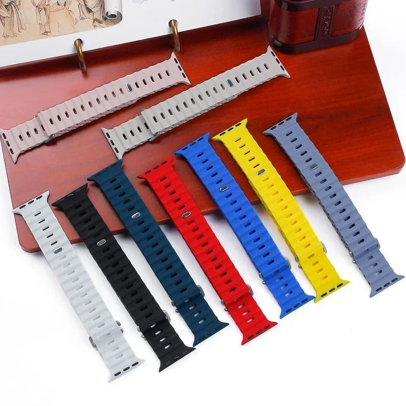 Ocean Silicone Strap For Apple Watch Band UItra 2 49mm 9 8 7 45mm 41mm Bracelet Wristband iWatch 6 5 4 3 SE 44mm 40mm 42mm Belt