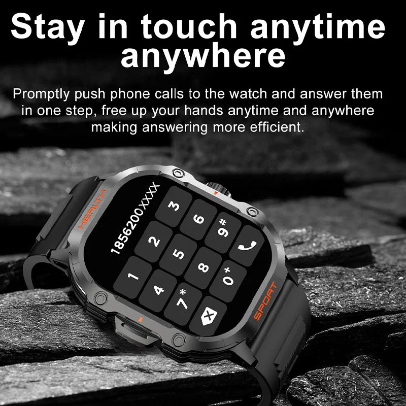 2024 New Rugged Military Fitness smartwatch For Men For Android IOS 3ATM Waterproof Sports Ai Voice Call Smartwatch Outdoor