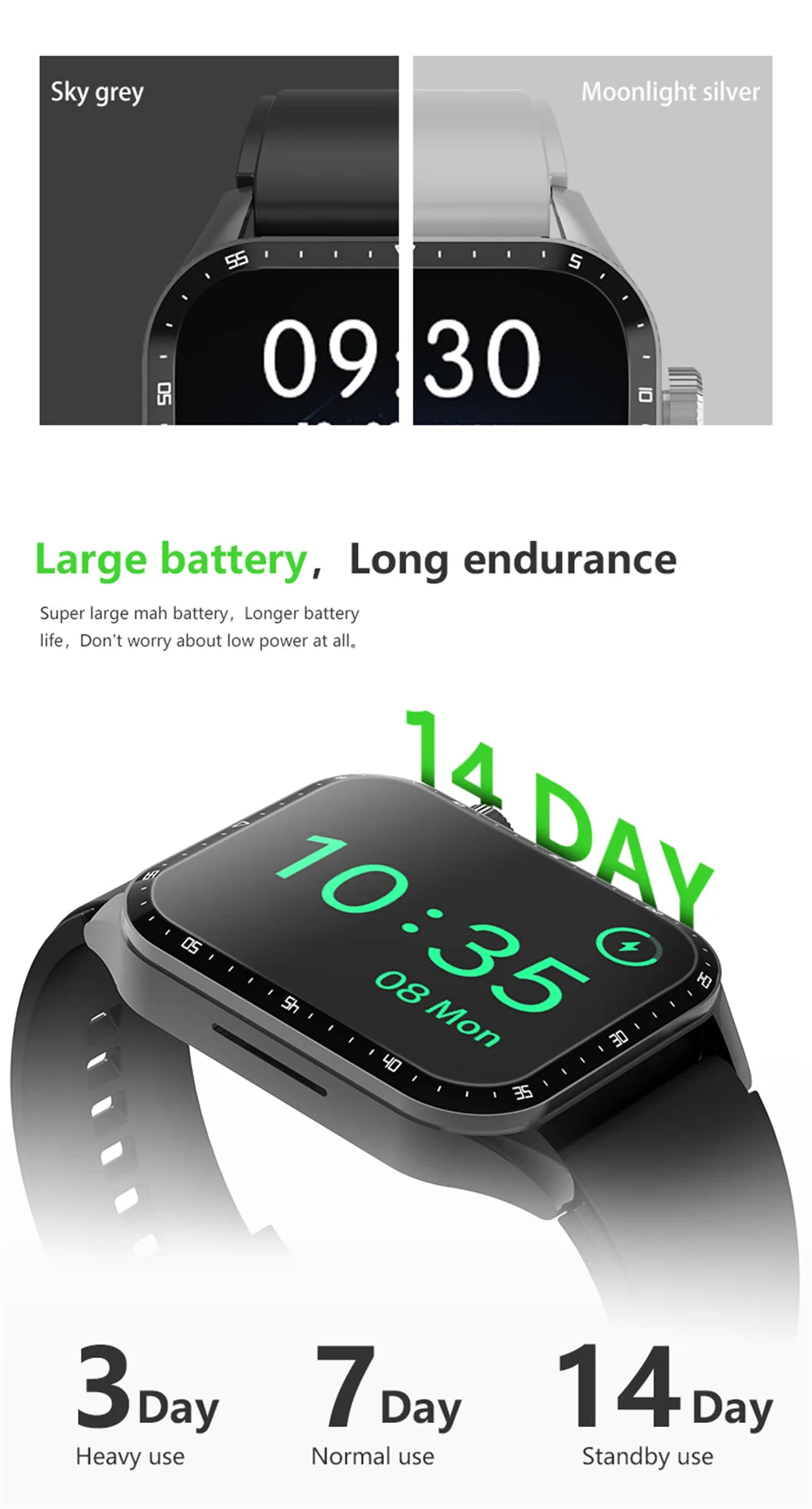 2024 New 2.01 Inch Heart Rate Sports Smart Watch Wireless Charge Voice Assistant Men Watches Music Play NFC Women Smartwatch