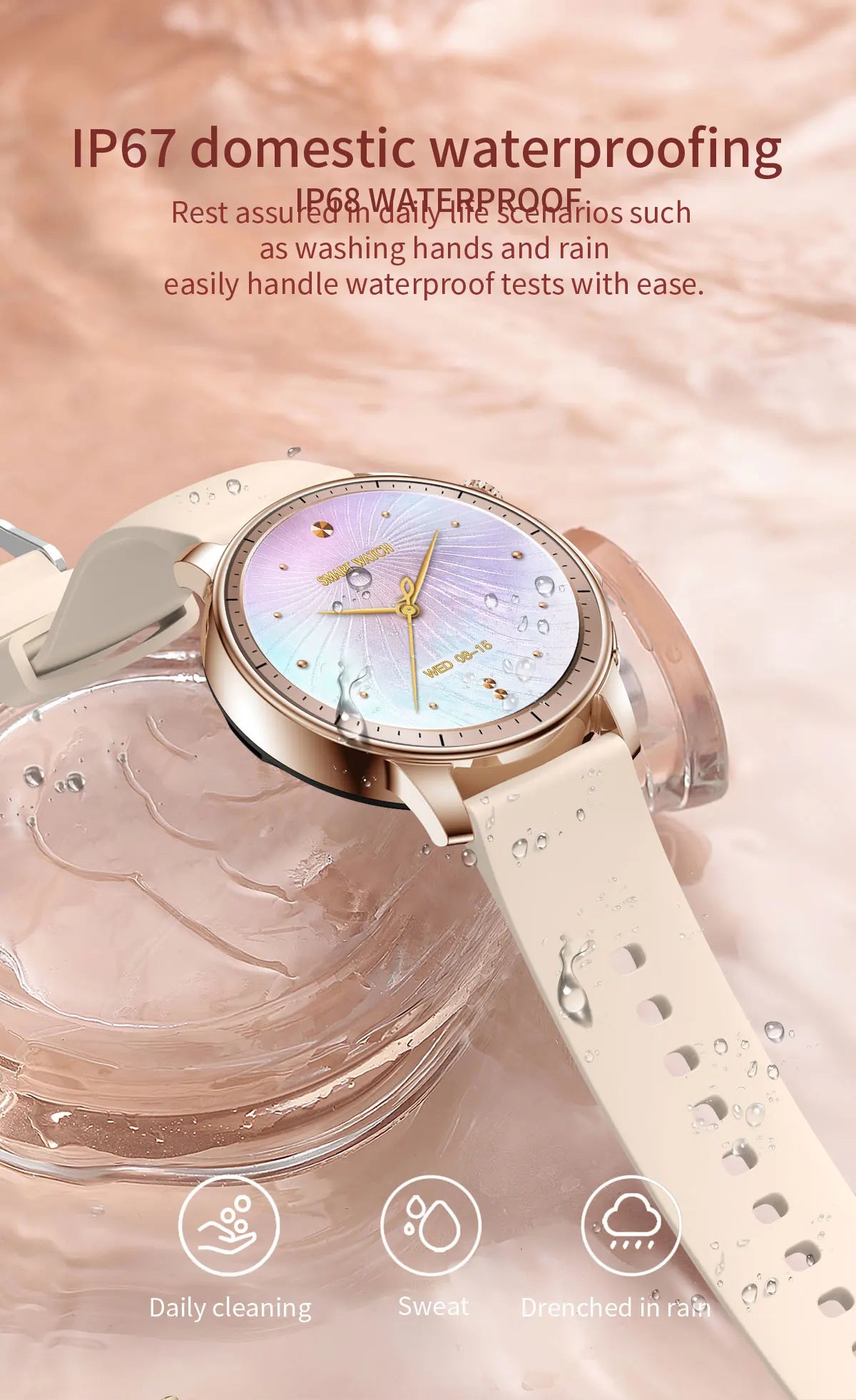 2024 New Fashion Smart Watch Women AMOLED HD Screen Sports Tracker Health Monitoring IP67 Waterproof Bluetooth Call smart watchs