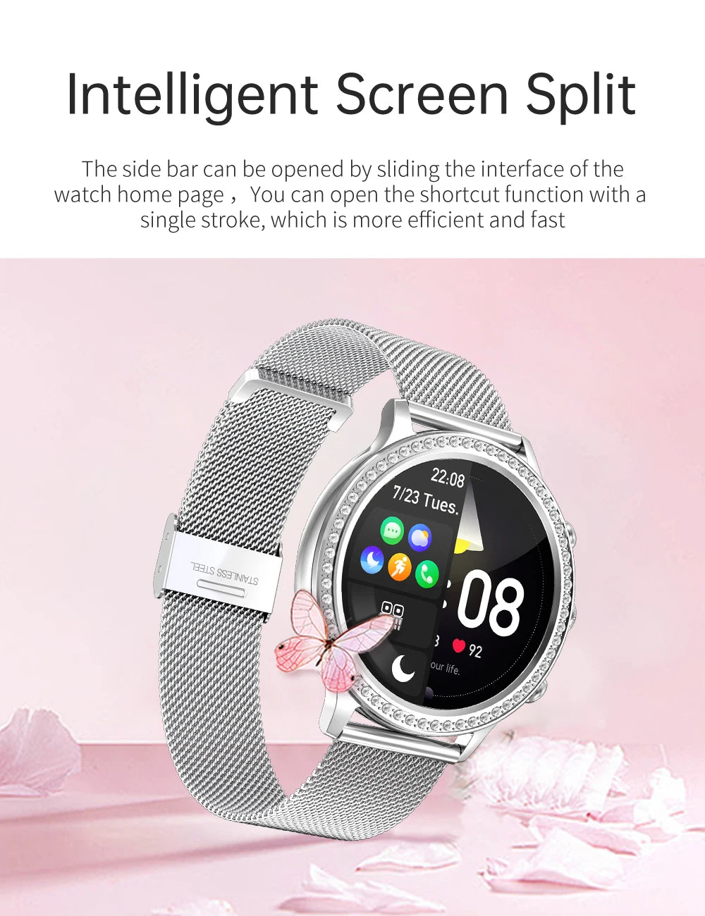 Fashion Luxury Smart Watch Women Bluetooth Call Blood Pressure DIY Custom Sport Fitness Waterproof  Smart watches For Women Gift