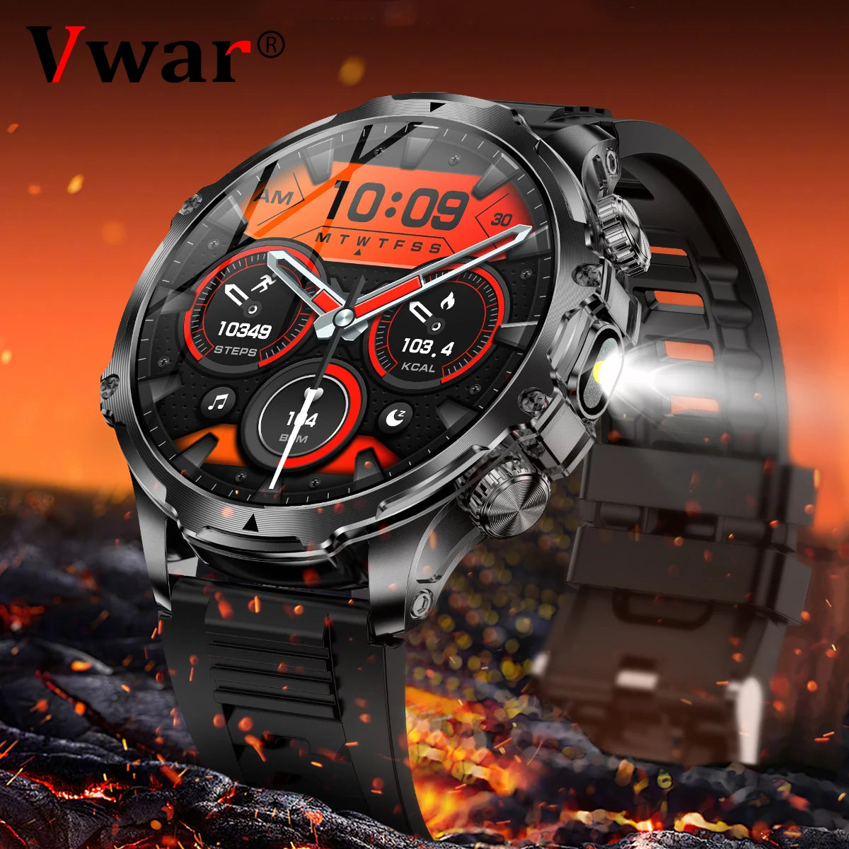 2024 New V69 Pro Smart Watch 1.9 inch HD Screen Flashlight Mens Outdoor Smartwatch AI Voice BT Call Blood Oxygen 700mAh Battery