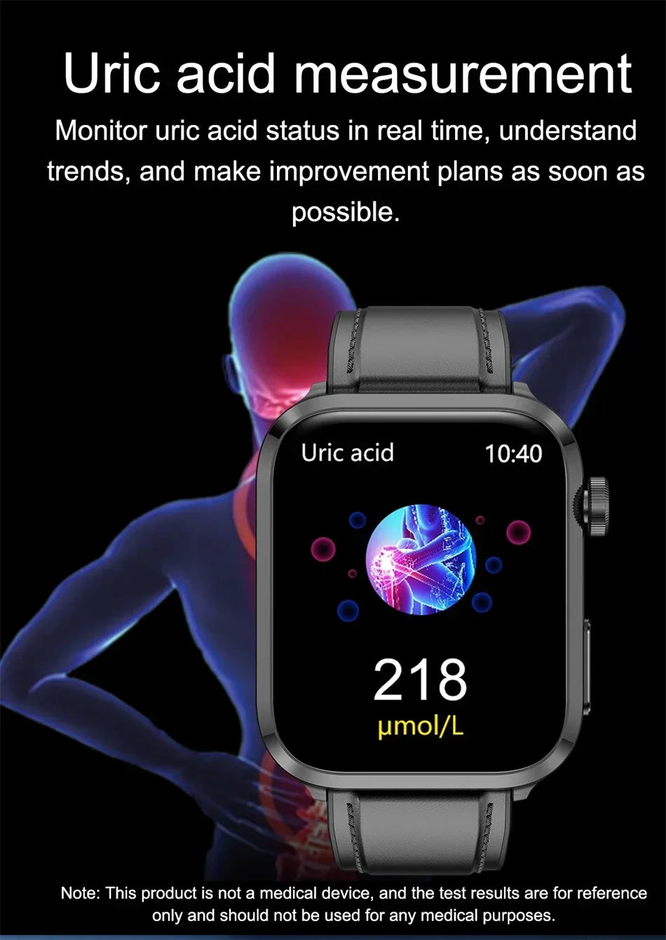 2024 New Laser Therapy Uric Acid Non invasive Blood Glucose Smart Watch Men Bluetooth Call Blood Lipid Blood Oxygen Smartwatch