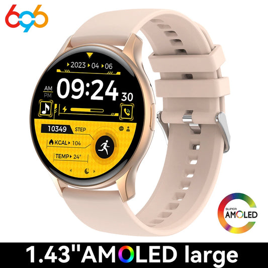 2024 Men Blue Tooth Call 1.43" AMOLED Lady Smart Watch Heartrate Voice Assistant Fitness Sports Waterproof NFC Women Smartwatch