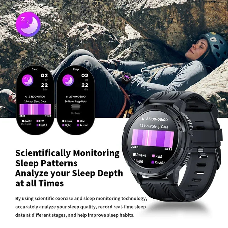 Rugged Outdoor Military 1ATM Waterproof Watches Sports Bluetooth Smartwatch For Men Smart Watch 2024 New Clock For Xiaomi Huawei