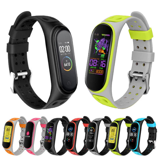 For Mi Band 3/4/5/6/7 Two Color Silicone Strap Replacement Smart Wristband Xiaomi Mi Band 4 5 6 7 Bracelet