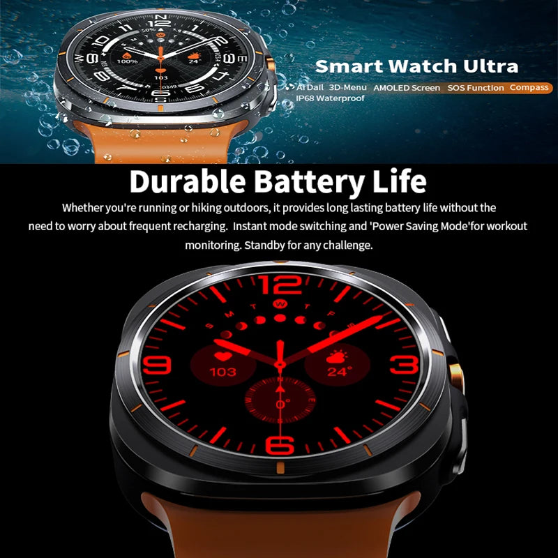 2024 New Galaxy Smart Watch 7 Ultra Men AMOLED Screen Multi-Function Sports Fitness Tracker Health Women smart watch for Samsung