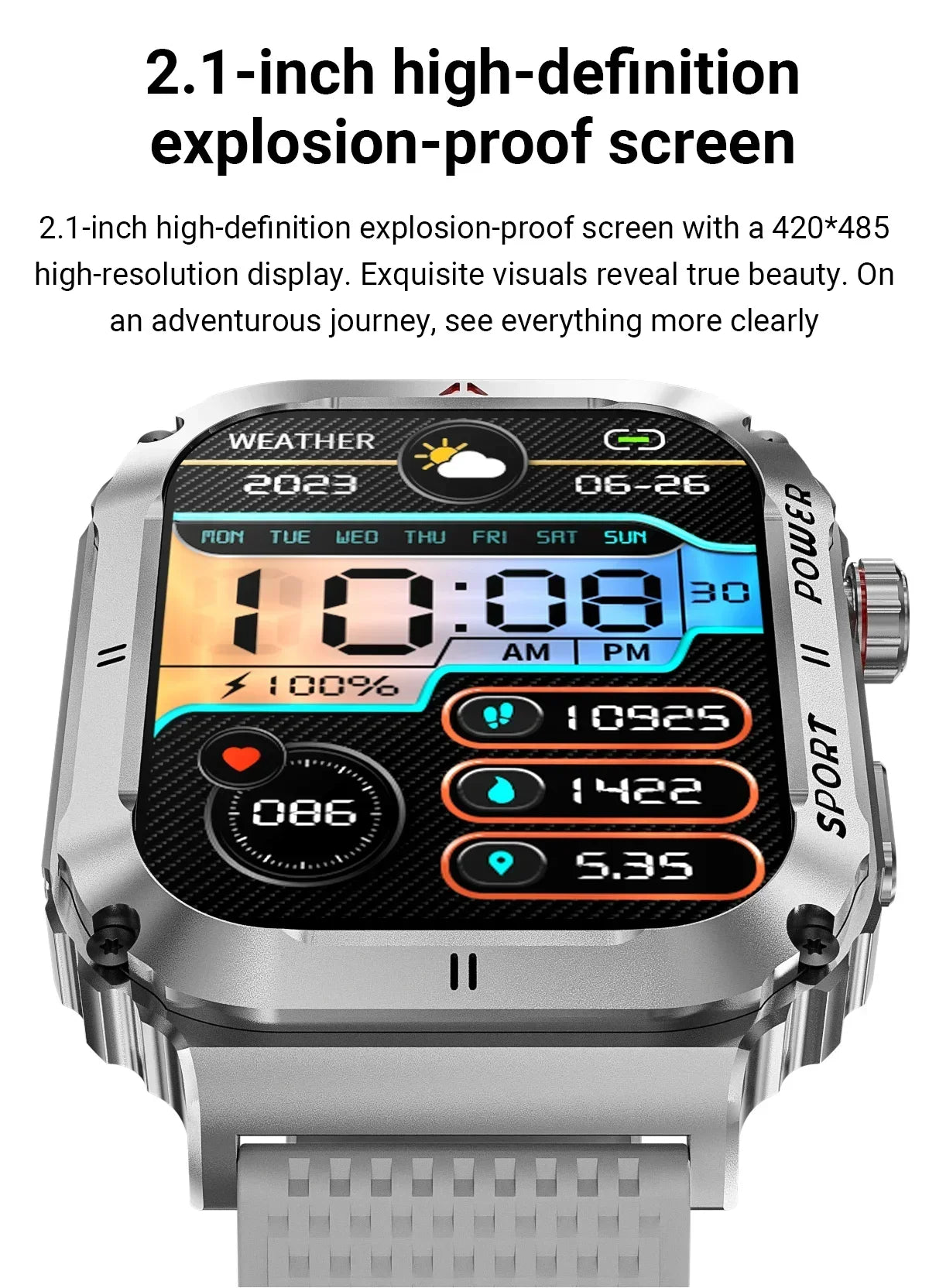 Zordai OD3 Smart Watch 2024 2.1Inch Screen Heart Rate Blood Pressure Bluetooth Call Professional Waterproof Smartwatch for Men