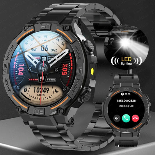 2024 New With LED Flashlight Smart Watch Men 1.52 inch GPS Sports Fitness Watch Heart Rate Bluetooth Call Smartwatch Men's+Box