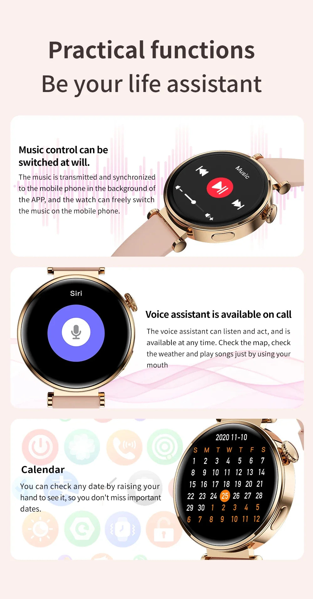 2024 New for Huawei Watch 4 Mini Smart Watch Women Watch AMOLED HD Screen Sports Tracker Blood Sugar Bluetooth Call smart watchs