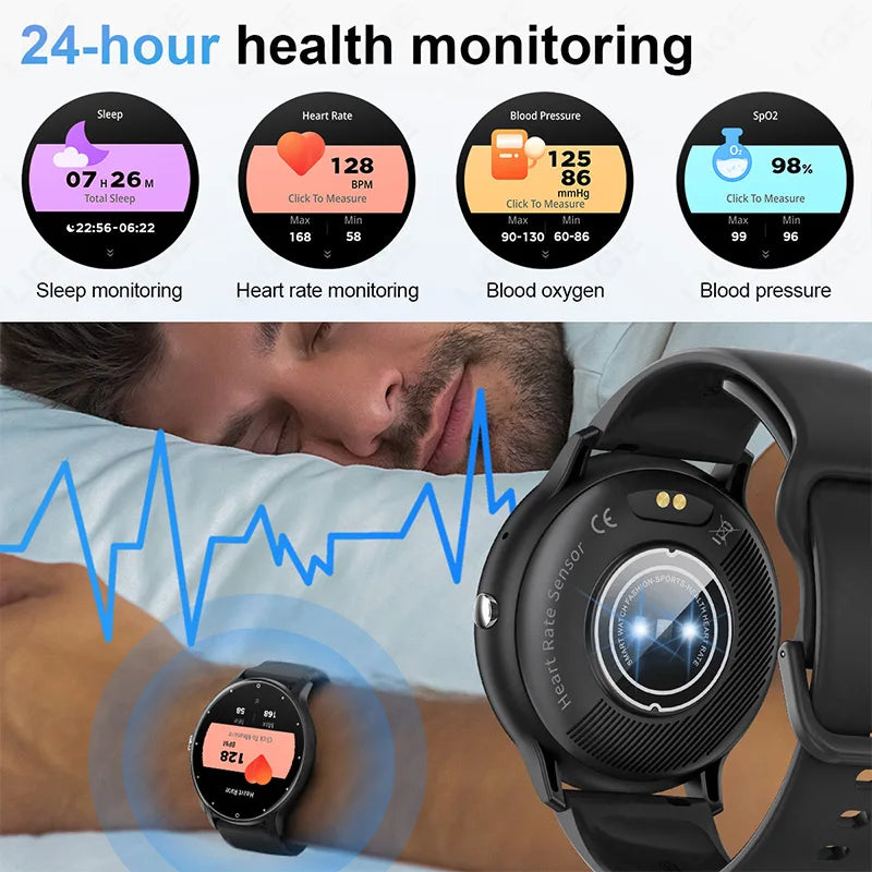 LIGE 2024 New Smart Watch Men Full Touch Screen Sport Fitness Watch IP67 Waterproof Bluetooth For Android IOS Smartwatch Men